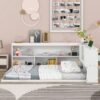 Full Floor Bed With L-Shaped Bookcases, Sliding Doors, Without Slats - White - Image 3