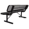 6' Outdoor Steel Bench With Backrest - Black - Image 6