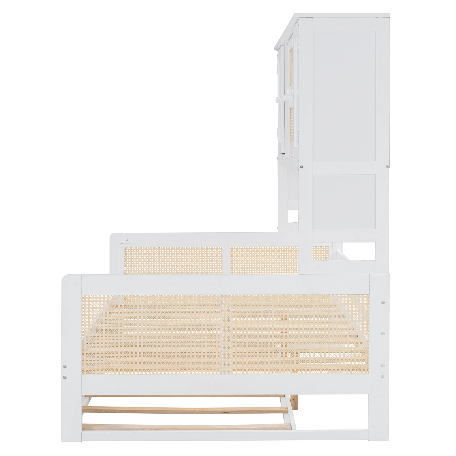 Full Size Wooden Daybed & Twin Size Trundle, And All In One Cabinet And Shelf - White - Image 7