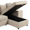 Modern L-Shape 3 Seat Reversible Sectional Couch, Pull Out Sleeper Sofa With Storage Chaise And 2 Stools For Living Room Furniture Set - Cream - Image 23