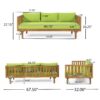 Claremont - 3 Seater Daybed Teak Acacia Wood Water Resistant Cushions - Green - Image 6