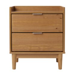 Mid-Century Modern 2 Drawer Nightstand Caramel - Caramel