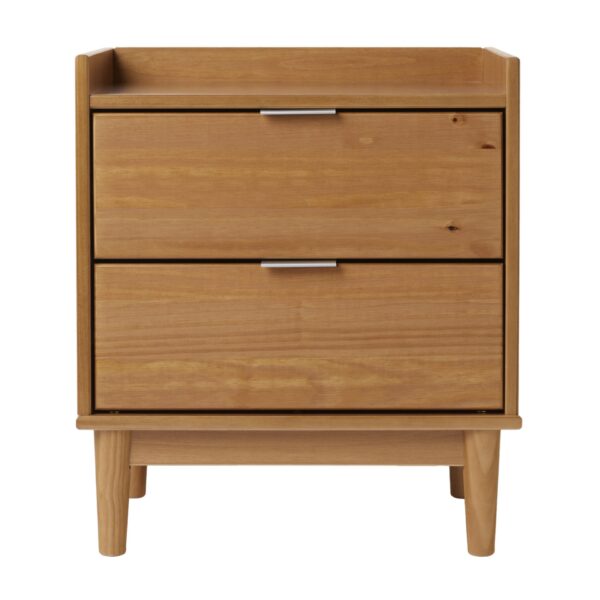 Mid-Century Modern 2 Drawer Nightstand Caramel - Caramel
