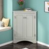 Triangle Bathroom Storage Cabinet With Adjustable Shelves, Freestanding Floor Cabinet For Home Kitchen - Gray - Image 6