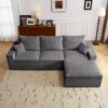 Shaped Sectional Sofa, Full Compression 3 Seater Cloud Couch With Chaise Sofa For Living Room, Ultra Soft Deep Seat Modular Sofa - Gray - Image 4