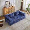 Convertible Floor Sofa Bed With Fixed Shape Frame, Loveseats Boneless Modular Sectional, For Living Room - Dark Blue - Image 13