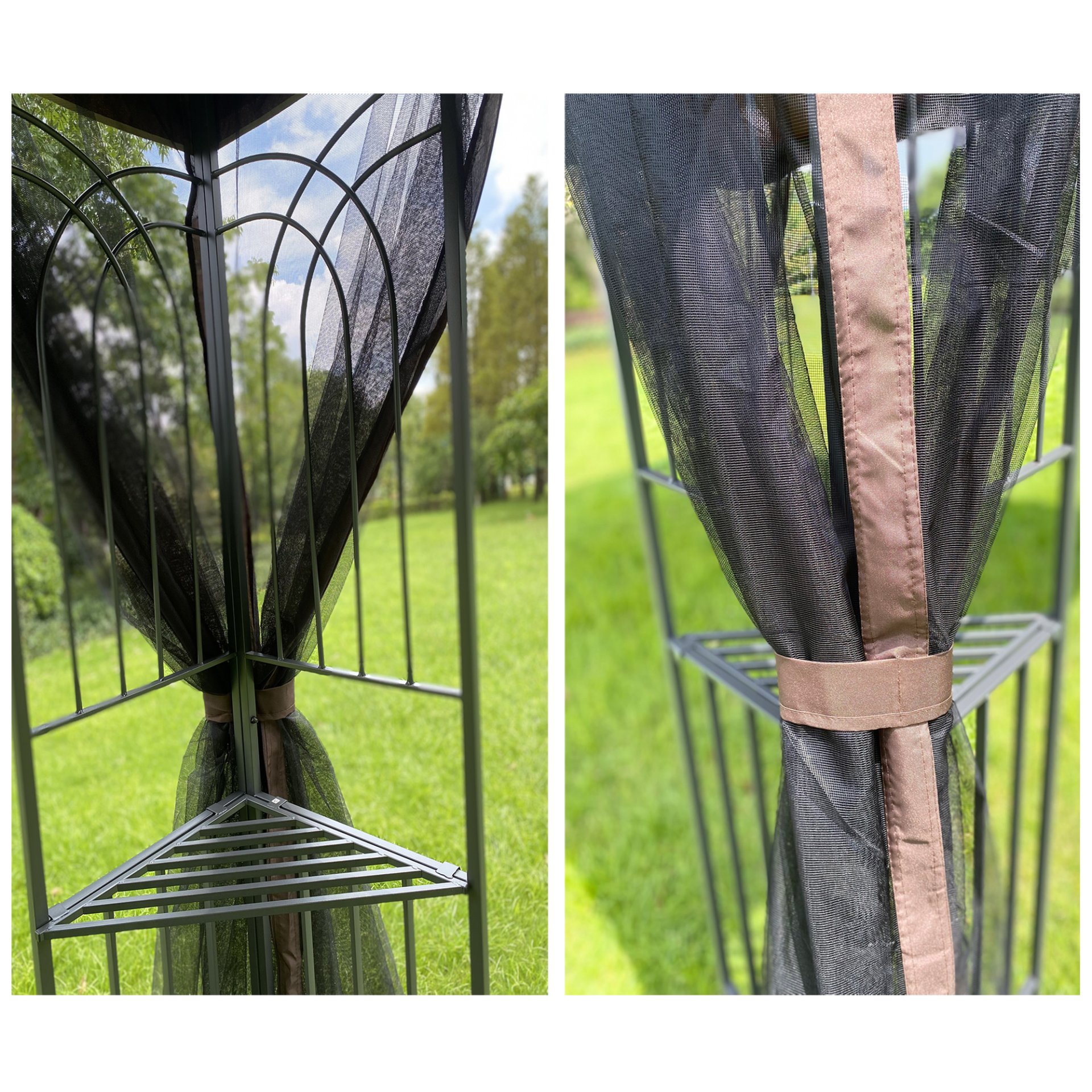 13 0 Outdoor Patio Gazebo Canopy Tent With Ventilated Double Roof And Mosquito Net (Detachable Mesh Screen On All Sides) Suitable For Lawn Garden Backyard And Deck Top - Brown - Image 10