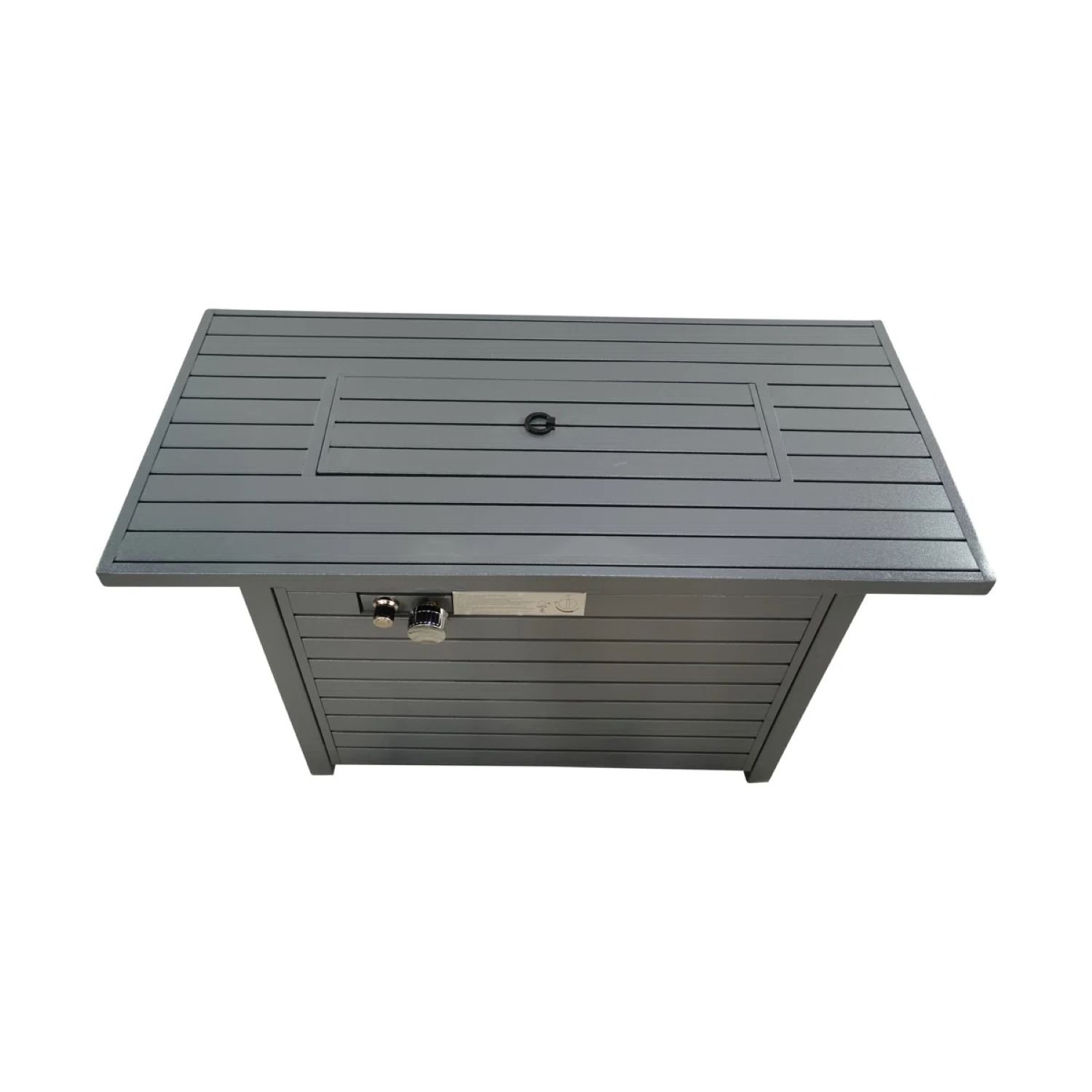 Outdoor Fire Pit Table With Lid, Durable Construction - Gray - Image 5
