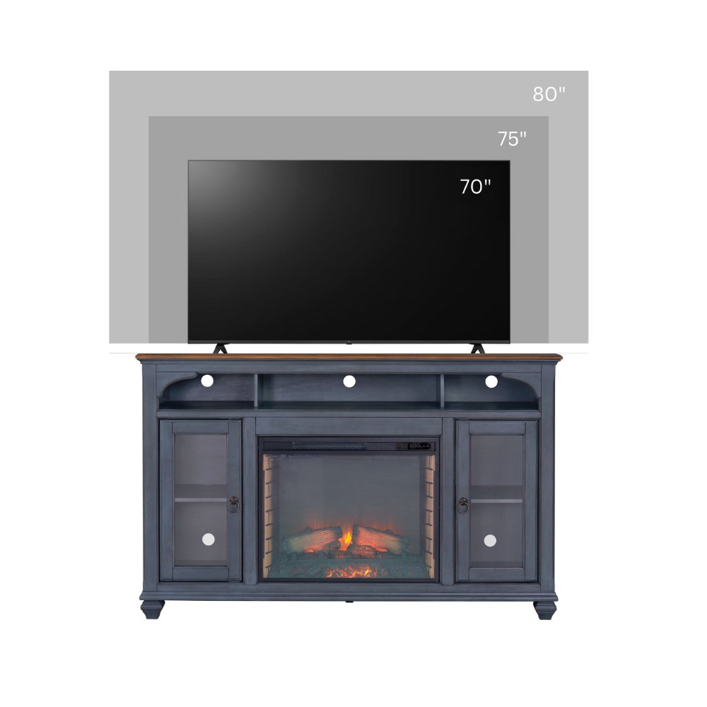 Americana - 66 In Fireplace TV Stand For TVs Up To 80" - Blue - Image 5