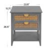2 Drawer Side Table - Natural Rattan - End Table - Suitable For Bedroom, Living Room, Or Study - Gray - Image 3