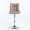 Swivel Velvet Barstools Adjusatble Seat Height From 25-33", Modern Upholstered Chrome Base Bar Stools With Backs Comfortable Tufted For Home Pub And Kitchen Island (Set of 2) - Khaki - Image 2