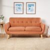Mid Century Modern Loveseat Sofa With Button Tufted Backrest - Burnt Orange - Image 4