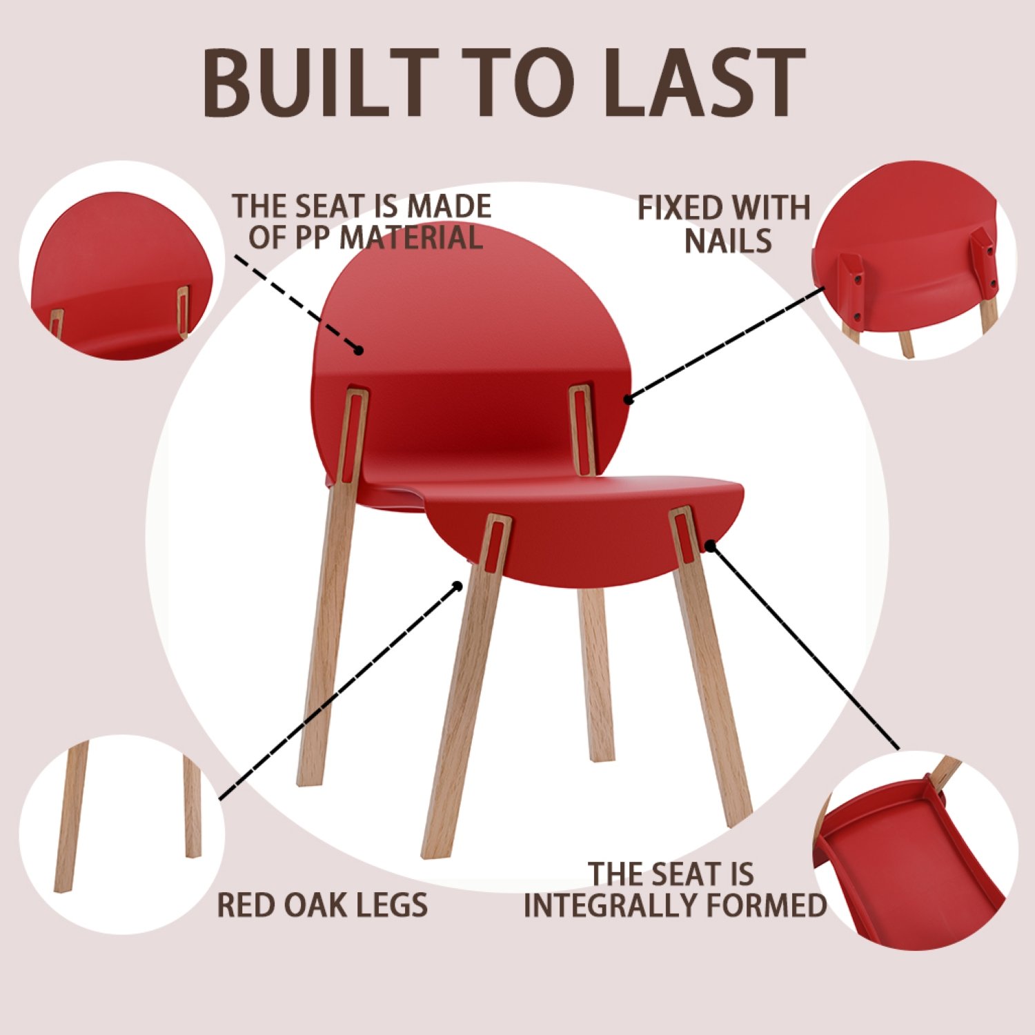 4 Piece Set Of Single Chairs With A Design Combining Modern And Traditional Elements, Durable And Comfortable - Crimson - Image 11