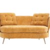 Polyester Fiber Loveseat Sofa Upholstered Couch With Golden Metal Legs Club 2 Seat Sofa For Living Reading Room Bedroom Apartment Small Space Dorm - Yellow - Image 7