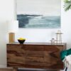 Large Rectangle Framed Wall Art Ocean Waves Canvas Print, Home Decor For Living Room Foyer Office - White / Blue - Image 4