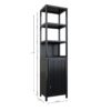 Storage Tall Slim Cabinet With Shutter Door And 3 Tier Shelves - Natural Bamboo, 64.76 Inches - Black - Image 3