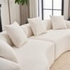 4 Seater Sofa With Chenille Fabric, 30D, 60 Hardness Full Sponge, 4 Pillow For Living Room, Home Furniture Sleeper Sectional Sofa For Apartment - White - Image 9