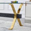 Modern Tempered Glass Dining Table With Metal Legs And Crossbars - Transparent - Image 13