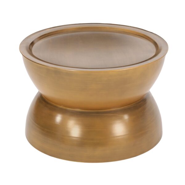Metal Hammered Coffee Table With Stunning Hourglass Design - Gold