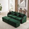 Modern Style 3 Seater Sofa Sectional Sofa Couch With Storage Space, Two Movable Ottomans, Two USB Ports, Two Cup Holders, A Phone Holder For Living Room - Green - Image 23