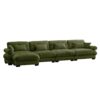Modern Velvet L Shaped Sectional Cloud Sofa Convertible Deep 4 Seater Modular Couch & Bolstered Armrests - Olive Green - Image 11
