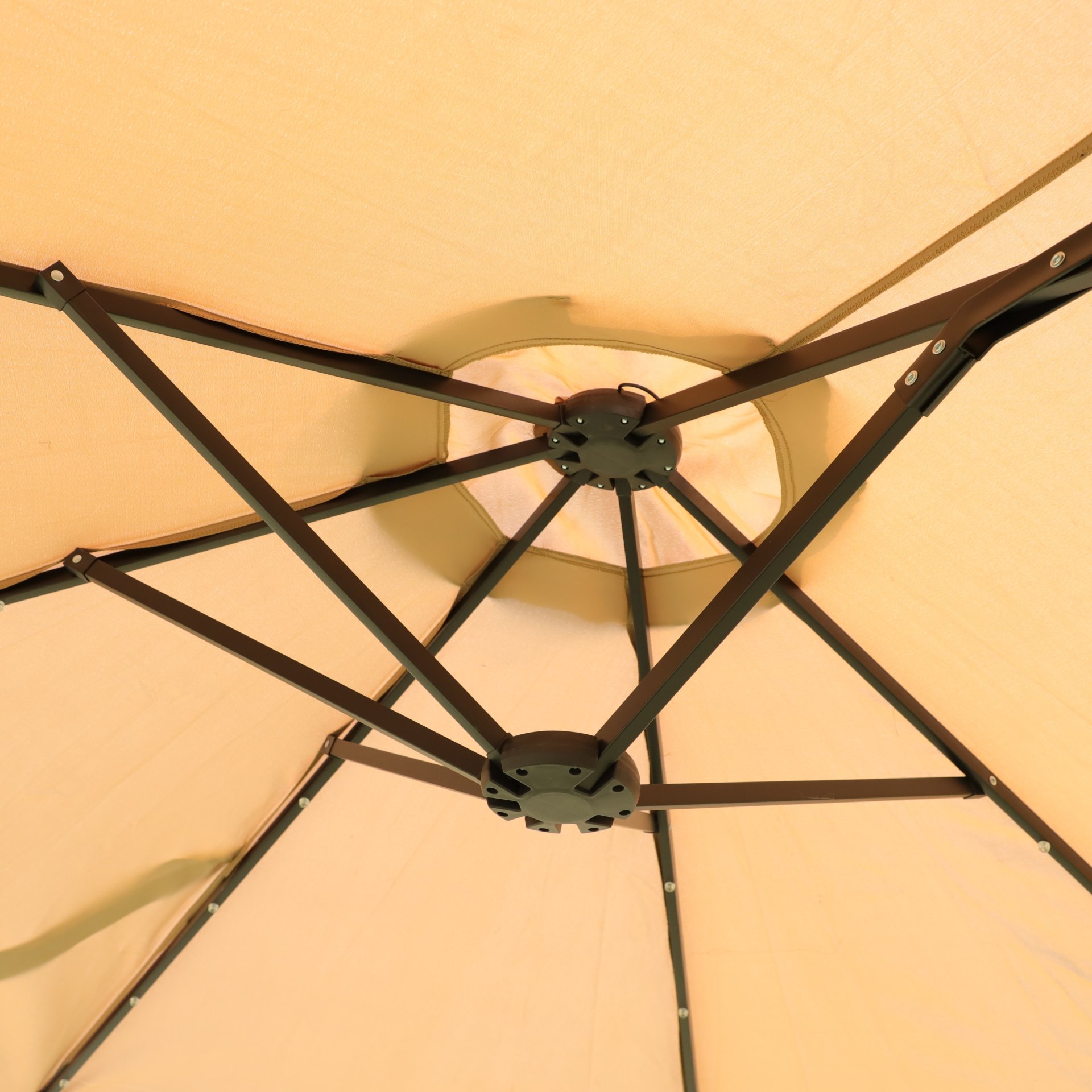 15 X 9 Ft Large Double Sided Rectangular Outdoor Twin Patio Market Umbrella With Light And Base - Taupe - Image 11