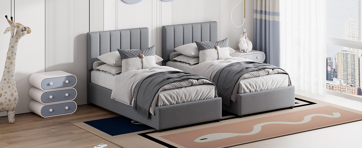 King Size Upholstered Platform Bed With A Hydraulic Storage System - Gray - Image 25
