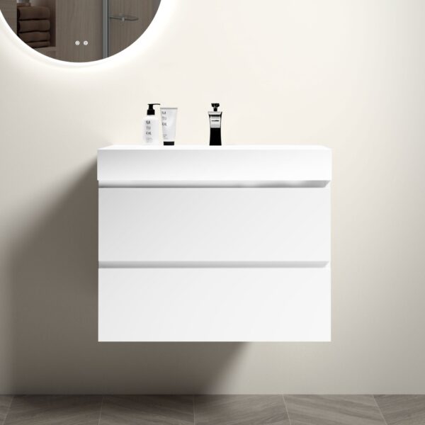 Alice - 30" Bathroom Vanity With Sink, Large Storage Wall Mounted Floating Bathroom Vanity For Modern Bathroom, One-Piece Sink Basin Without Drain And Faucet - White