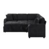 Modern L Shaped Sectional Sofa Bed With Hidden Storage Chenille Upholstery - Black - Image 7