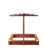 Kids Sandbox With Cover, Sand Box With Adjustable Canopy, Large Outdoor Cedar Sandpit For Backyard Play - Reddish Brown - Image 9