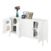 4 Door Sideboard Storage Cabinet With Door Shelf For Living Room And Dining Room, 2 Large Cabinets With Adjustable Shelf - White - Image 10