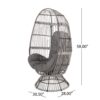 Berkshire - Outdoor Wicker Swivel Egg Chair With Water Resistant Cushions - Gray - Image 3