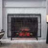 Dorothy - Modern Single Panel Iron Fire Screen With Geometric Pattern - Black / Sliver - Image 2