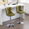 Swivel Velvet Barstools Adjusatble Seat Height From 25-33", Modern Upholstered Chrome Base Bar Stools With Backs Comfortable Tufted For Home Pub And Kitchen Island (Set of 2), 1712Ol - Olive Green - Image 19