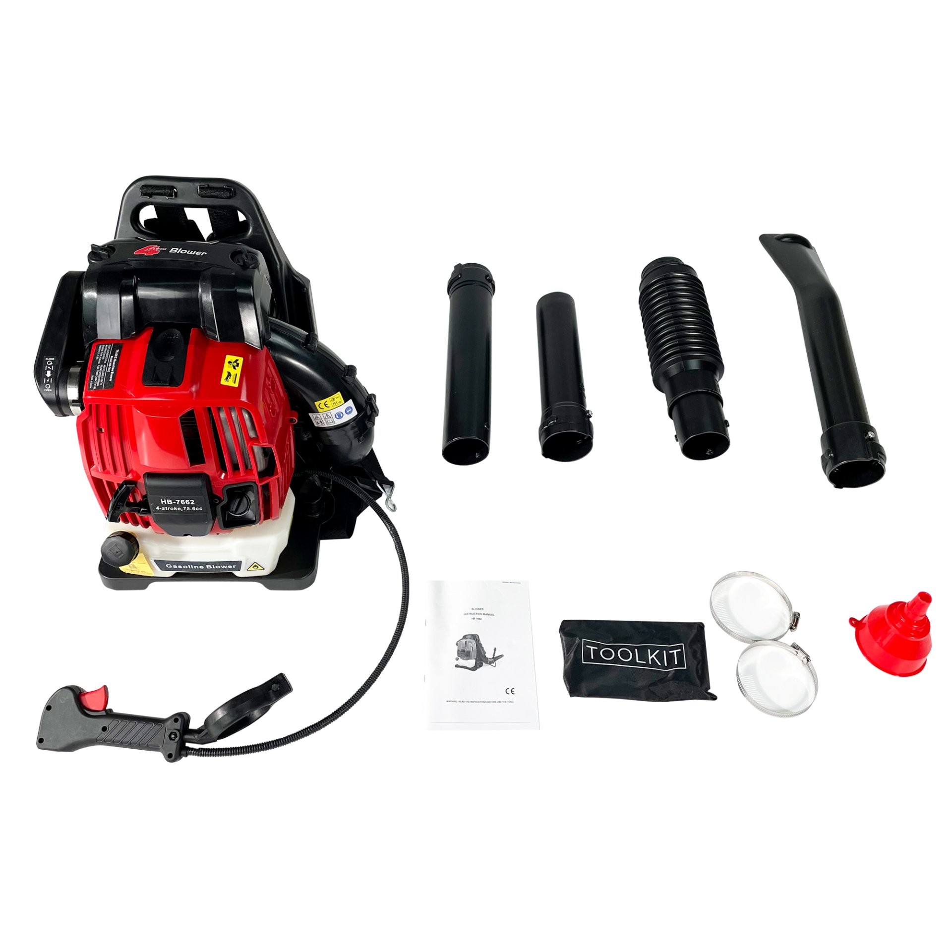Backpack Gas Leaf Blower, 76Cc, 660Cfm, 200Mph, 4 Stroke Air Cooling Gas Backpack Grass Blower, Snow Blower Epa Compliant - Red - Image 5