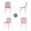Modern Simple Light Luxury Dining Chair With Gold Metal Legs (Set of 4) - Pink Flannelette - Image 14