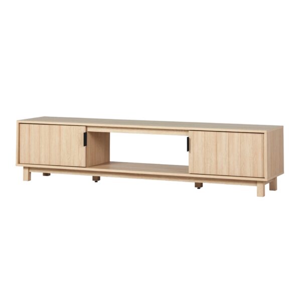 Modern Fluted Door Minimalist TV Stand For TVs Up To 80" - Coastal Oak