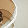 Movable Oval Metal Glass Coffee Table With Storage - White - Image 11