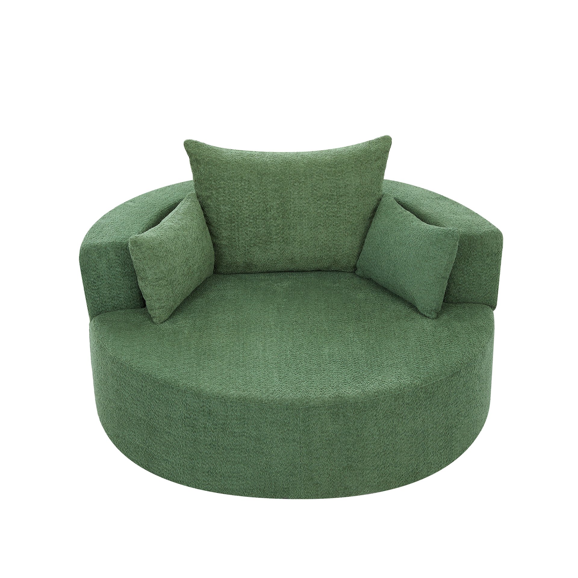 360° Swivel Chair Accent Barrel Chair Swivel Round Sofa Chair With 3 Removable Pillows For Living Room, Office And Hotel - Green - Image 17