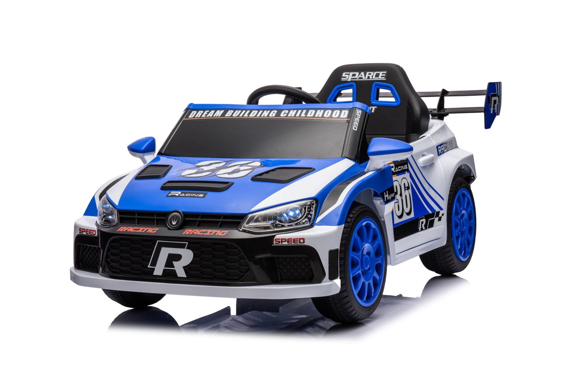 12V4A 20W*2 One Button Start, Forward And Backward, High And Low Speed, Music, Front Light, Power Display, Two Doors Can Open, 2.4G R / C, Seat Belt Four Wheel Absorber Kids Ride On Car - Blue - Image 6