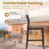 5 Pieces Outdoor Patio Bar Set, Rounded Square Table & 4 Bar Stools - Ember Black / Linen Sesame - Image 4
