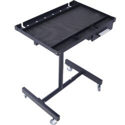 Adjustable Tear Down Work Table With Drawer For Garages, Repair Shops, And Diy, Portable, (4) 2.5" Swivel Casters, 220 Pound Capacity, Rubber Corners, Heavy Duty Steel - Black