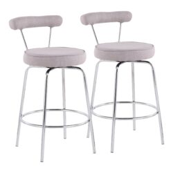 Rhonda - Contemporary Counter Stool (Set of 2) - Chrome / Light Gray