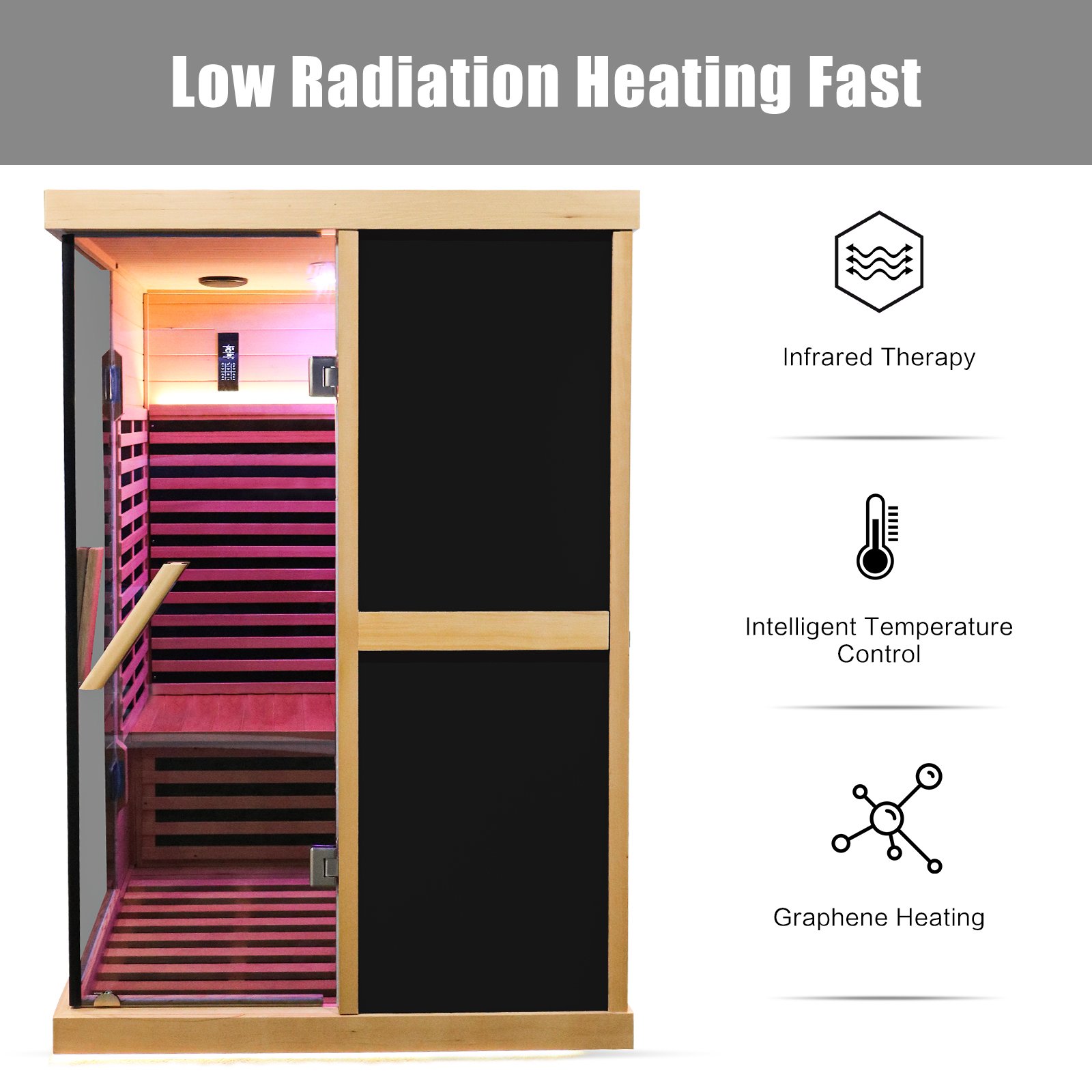 Double Person V Shaped Far Infrared Sauna Room - Natural - Image 5