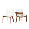 Modern Dining Chairs (Set of 2) With Glossy Upholstery - White / Walnut - Image 4
