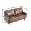 Mid Century Modern Loveseat Sofa With USB, 2 Seater Couch, Removable Pillow Covers - Brown - Image 3