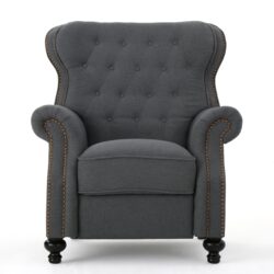 Accented Push Back Recliner Chair With Rolled Arms - Charcoal