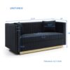 Contemporary Vertical Channel Tufted Sofa Loveseat Modern Upholstered Couch For Living Room With 2 Pillows - Black - Image 3