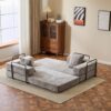 Floor Couch, Compression Sofa, Convertible Floor Sofa Bed & Pillow Back Support Armrest - Light Gray - Image 12