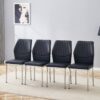 Luxury Simple Chair (Set of 4) High Resilience Dining Chair - Black / Silver - Image 9